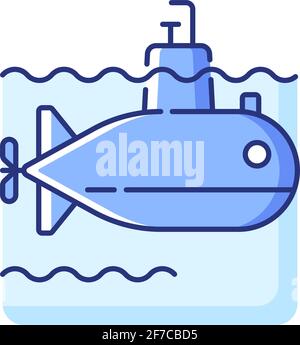 Submarine RGB color icon Stock Vector