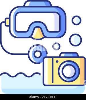Underwater photography RGB color icon Stock Vector