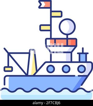 Research vessel RGB color icon Stock Vector