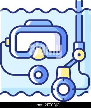 Underwater inspection RGB color icon Stock Vector