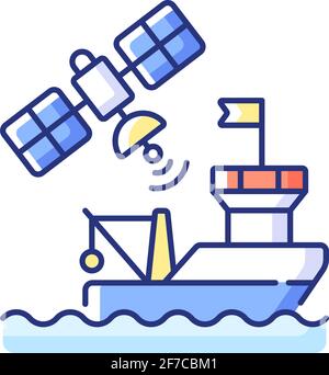 Satellite communication RGB color icon Stock Vector