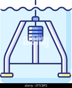 Hydraulically damped gravity corer RGB color icon Stock Vector