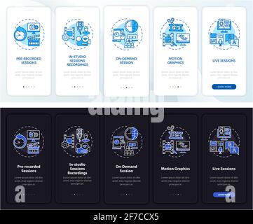 Distant meeting content onboarding mobile app page screen with concepts Stock Vector
