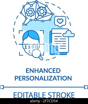 Enhanced personalization blue concept icon Stock Vector