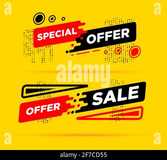Special offer banner on yellow background vector illustration. Stock Vector