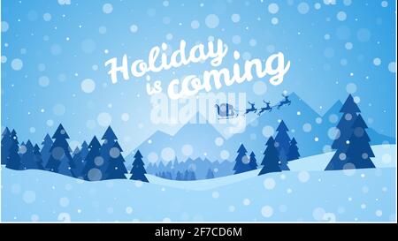 Blue winter landscape for holiday banner vector illustration. Stock Vector
