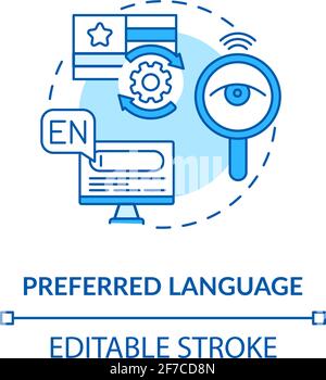 Preferred language blue concept icon Stock Vector
