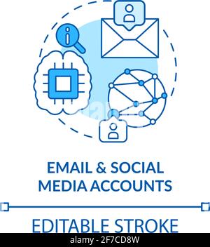 Email and social media account blue concept icon Stock Vector