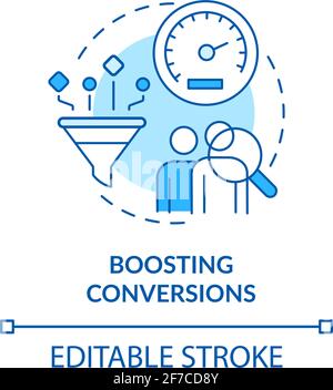 Boosting conversion blue concept icon Stock Vector