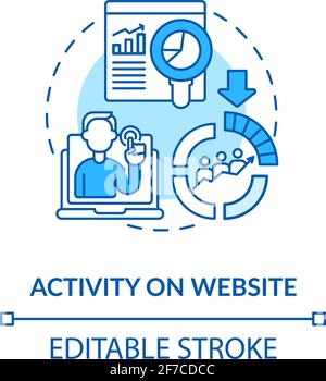 Activity on website blue concept icon Stock Vector