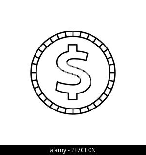 Coin olor line icon. Pictogram for web page, mobile app, promo. UI UX GUI design element. Editable stroke. Stock Vector