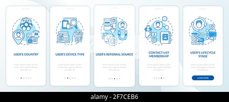 Smart rules criteria blue onboarding mobile app page screen with concepts Stock Vector