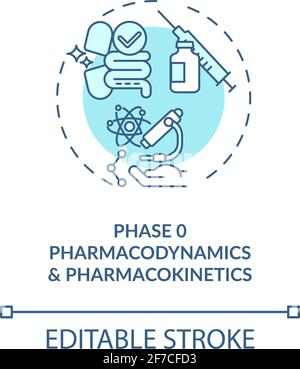 Pharmacodynamics and pharmacokinetics concept icon Stock Vector