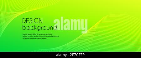 Abstract green long vector banner. Wavy minimal trendy background for facebook cover, web header template Stock Vector