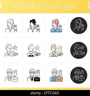 Social status icons set Stock Vector