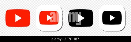 YouTube icon set isolated on white background. Social network Vector illustration. Stock Vector