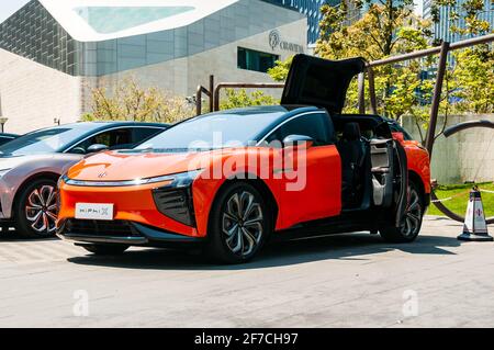 The Human Horizons HiPhi X pictured in Lujiazui, Pudong, Shanghai, China. The car is a new upmarket EV with the Tesla Model X in its sights. Stock Photo