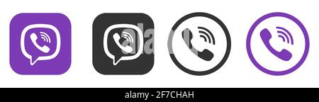 Viber flat icon set isolated on white background,. Vector illustration. Stock Vector