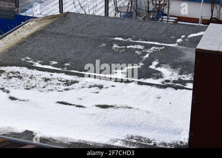fresh snow on the roof Stock Photo