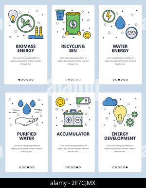 Vector line art web and mobile app template set Stock Vector