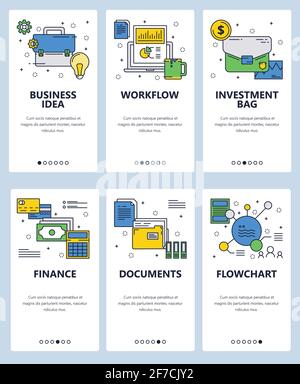 Vector line art web and mobile app template set Stock Vector