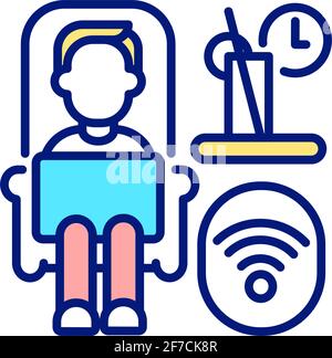 Working from anywhere RGB color icon Stock Vector
