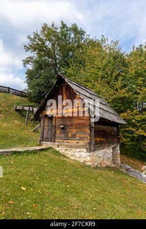 Drvengrad, Serbia- 18 September 2020: Kustendorf, traditional wooden village Drvengrad built by Emir Kusturica. Mokra Gora in Zlatibor surroundings Stock Photo