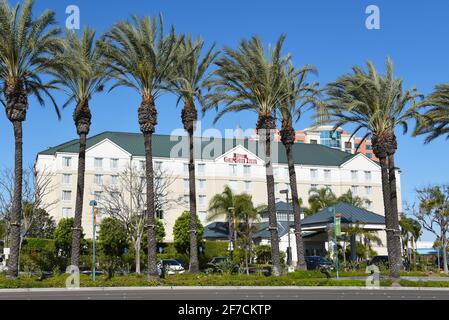 ANAHEIM, CALIFORNIA - 31 MAR 2021: Hilton Garden Inn on Harbor Boulevard, in the Anaheim Resort Area. Stock Photo
