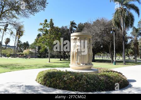 ANAHEIM, CALIFORNIA - 31 MAR 2021: Pearson Park Monument to Helena Modjeska a Polish Actress who emigrated to Anaheim in 1876. Stock Photo