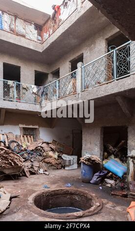 Insight into the tanneries in Marrakech, Morocco Stock Photo