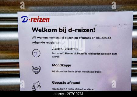 The bankruptcy of D-Reizen is not only a huge blow for the more than 1150 employees, it also creates uncertainty for consumers who have booked a holiday with the travel organization. But because D-Reizen does not offer package tours itself and is only a mediator, the company threatens to get behind the net with the voucher fund. The Hague, Netherlands, on April 06, 2021. Photo by Robin Utrecht/ABACAPRESS.COM Stock Photo