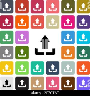 Vector modern Upload flat design icon set in button. Stock Vector