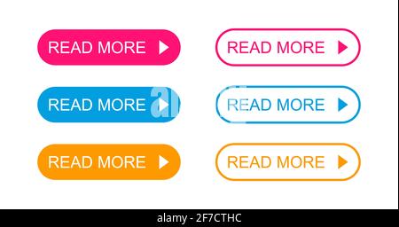 Modern colorful icon read more colorful button set on white background . Stock Vector