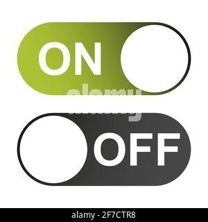On and Off switch color buttons isolated on white background for app, ui etc . Stock Vector