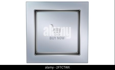 metal button with inscription and cart Stock Photo