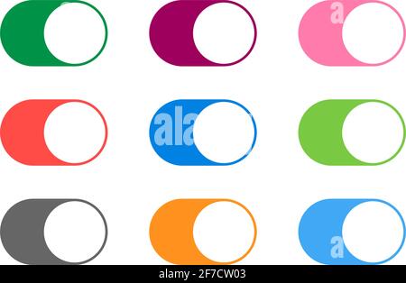 Modern flat set buttons switch toogle. 12x vector buttons . Stock Vector