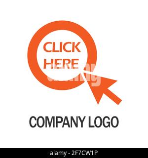 click here with arrow company logo design template, Business illustration vector icon . Stock Vector
