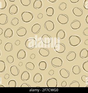 Artistic ornamental vector seamless ditsy pattern design of hand drawn abstract circles. Creative repeating texture background for textile Stock Vector