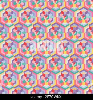 Elegant trendy hexagonal vector seamless pattern design for textile and printing. Abstract geometric shaped repeating texture. Variegated background Stock Vector