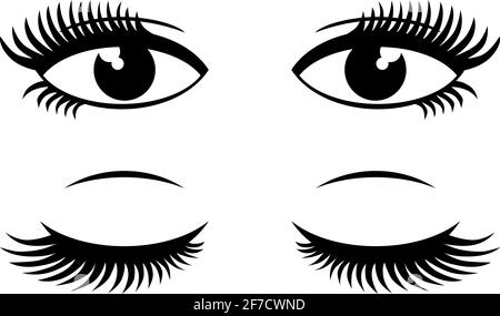 Cartoon eyelashes. Cute beautiful closed girl or unicorn eyes. Eyelash By  Microvector