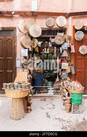 Musical instruments in souk Kimakhine in Marrakech, Morocco Stock Photo