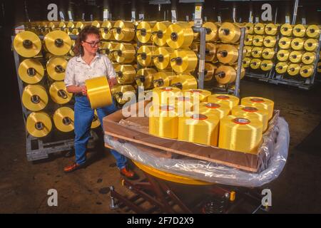 RICHMOND, VIRGINIA, USA, APRIL 16, 1998 - Spools of kevlar yarn, packaged  at Du Pont kevlar plant Stock Photo - Alamy