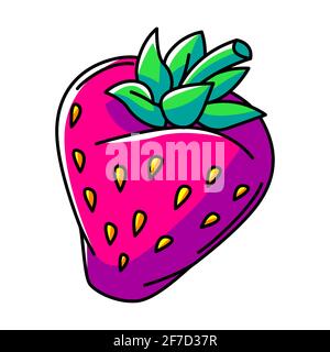 Illustration of strawberry. Colorful cute cartoon icon. Stock Vector