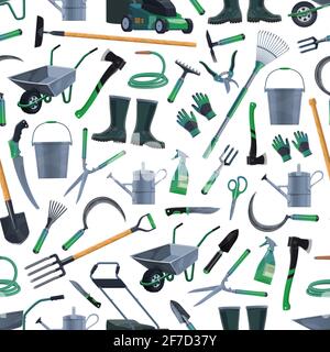 Gardening and farming agriculture tools pattern Stock Vector
