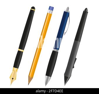 Set of  pens isolated on white background Stock Photo