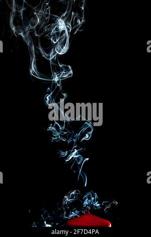 Grey smoke abstract texture, isolated effect with dark background Stock Photo