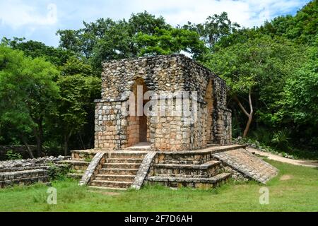 Small Mayan temple photographed in Chicen Itza. Stock Photo
