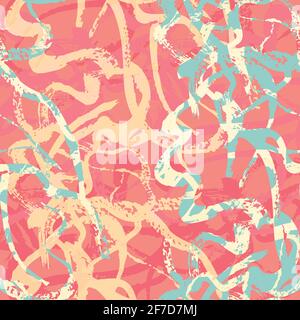 Vector paper marbling effect fluid paint seamless pattern background. Backdrop of streaked, variegated blended swirls. Faux marble texture in pastel Stock Vector