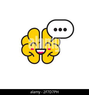 Brain and comment bubble icon. Online chat, logo support. Business assistance concept Stock Vector