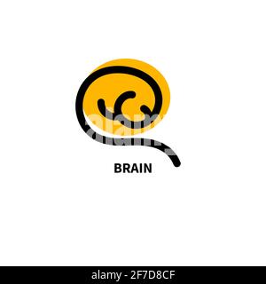 Simple Black And Yellow Brain. Concept Of Thinking, Artwork